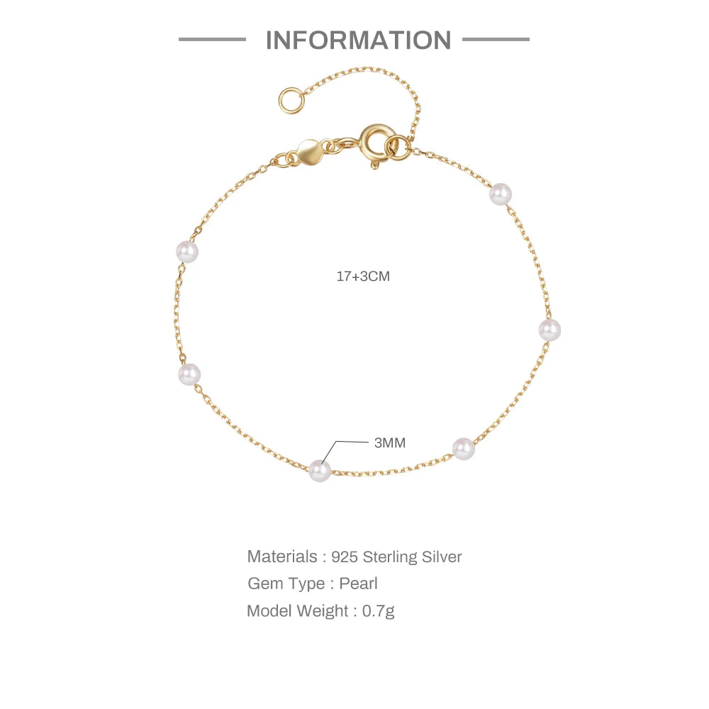 CANNER S925 Sterling Silver Bracelet For Women Stacked Wear Temperament Versatile Pearl Chains Bracelet Hand Ornament Jewelry