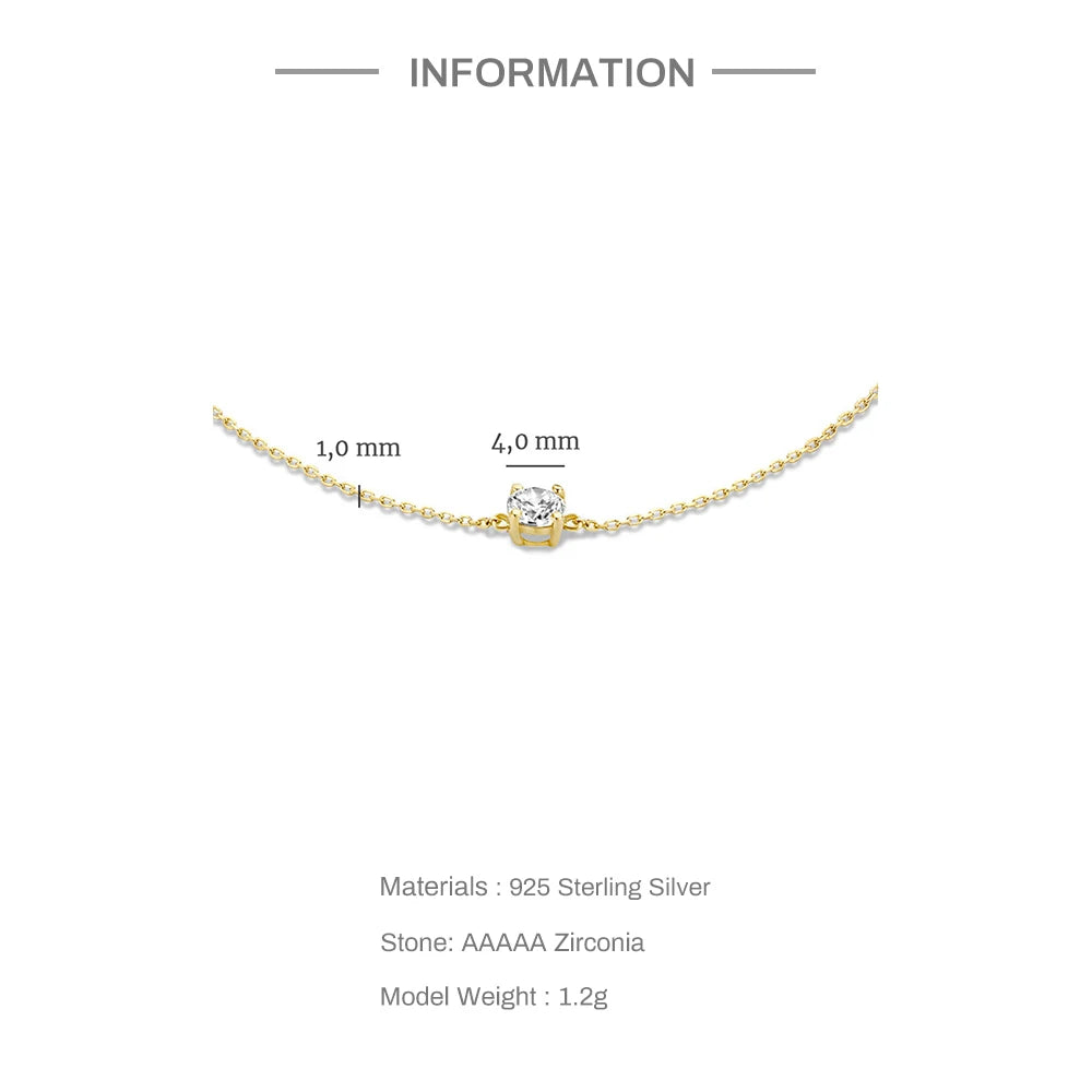 CANNER Simple Zircon Bracelet For Women 925 Sterling Silver Pendente Wedding Party Gold Chain Fine Jewelry Accessories 2023 Gift