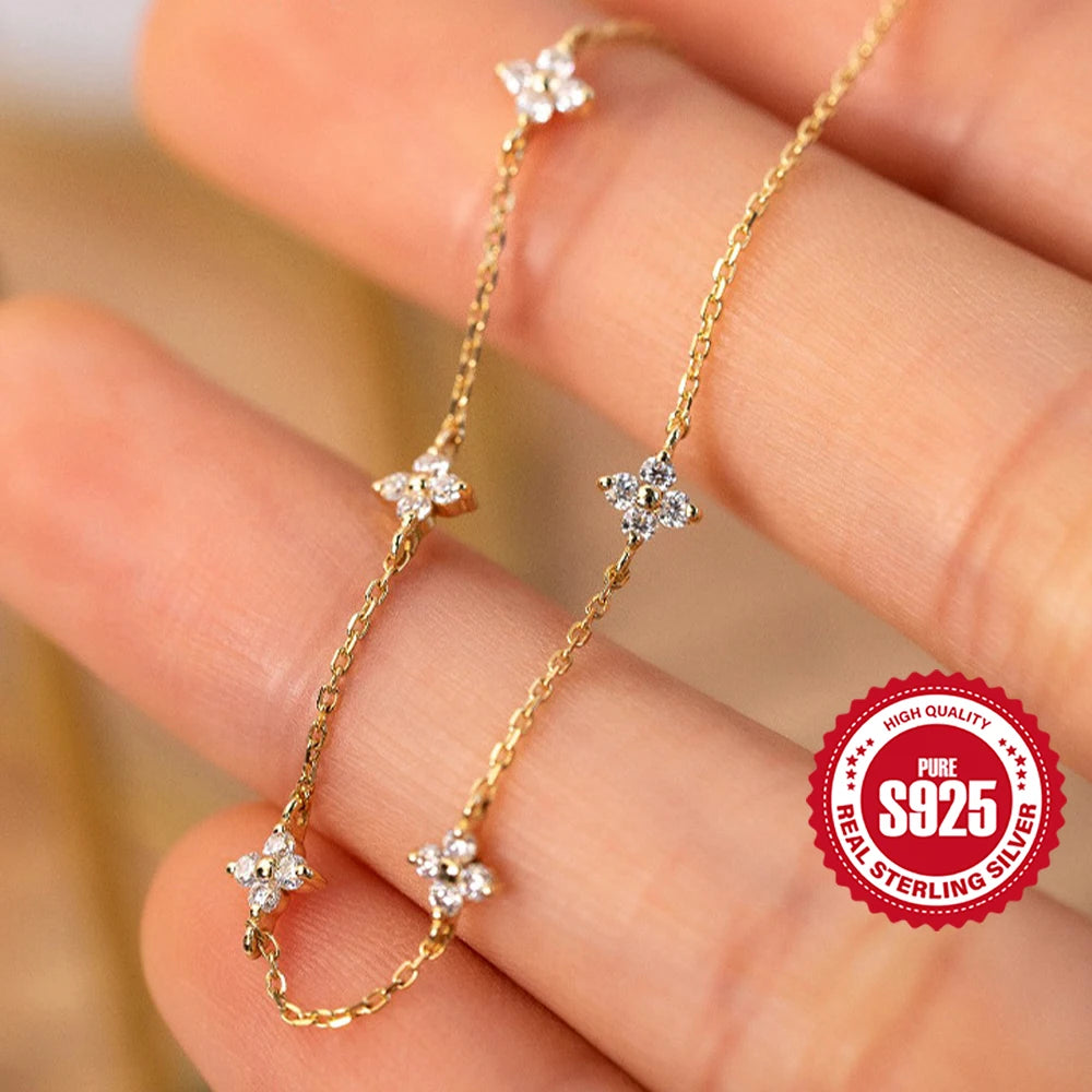 CANNER Simple Zircon Bracelet For Women 925 Sterling Silver Pendente Wedding Party Gold Chain Fine Jewelry Accessories 2023 Gift