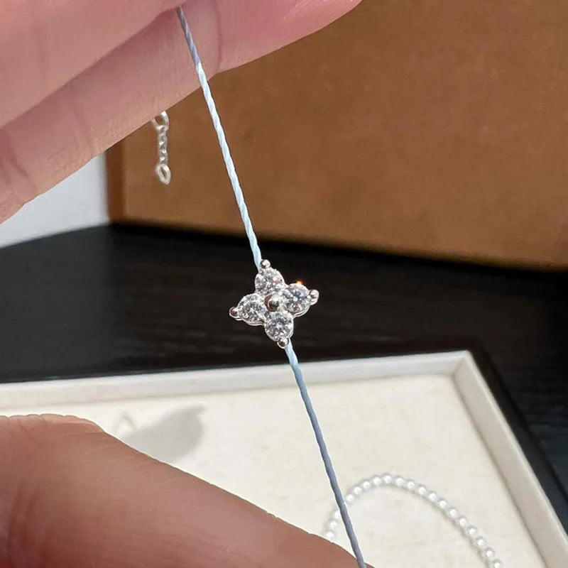 New 925 Silver Blue Twine Inlaid Shiny 5A Zircon Vintage Bracelet For Women Girls Elegant Delicate Fine Jewelry For Party Gift