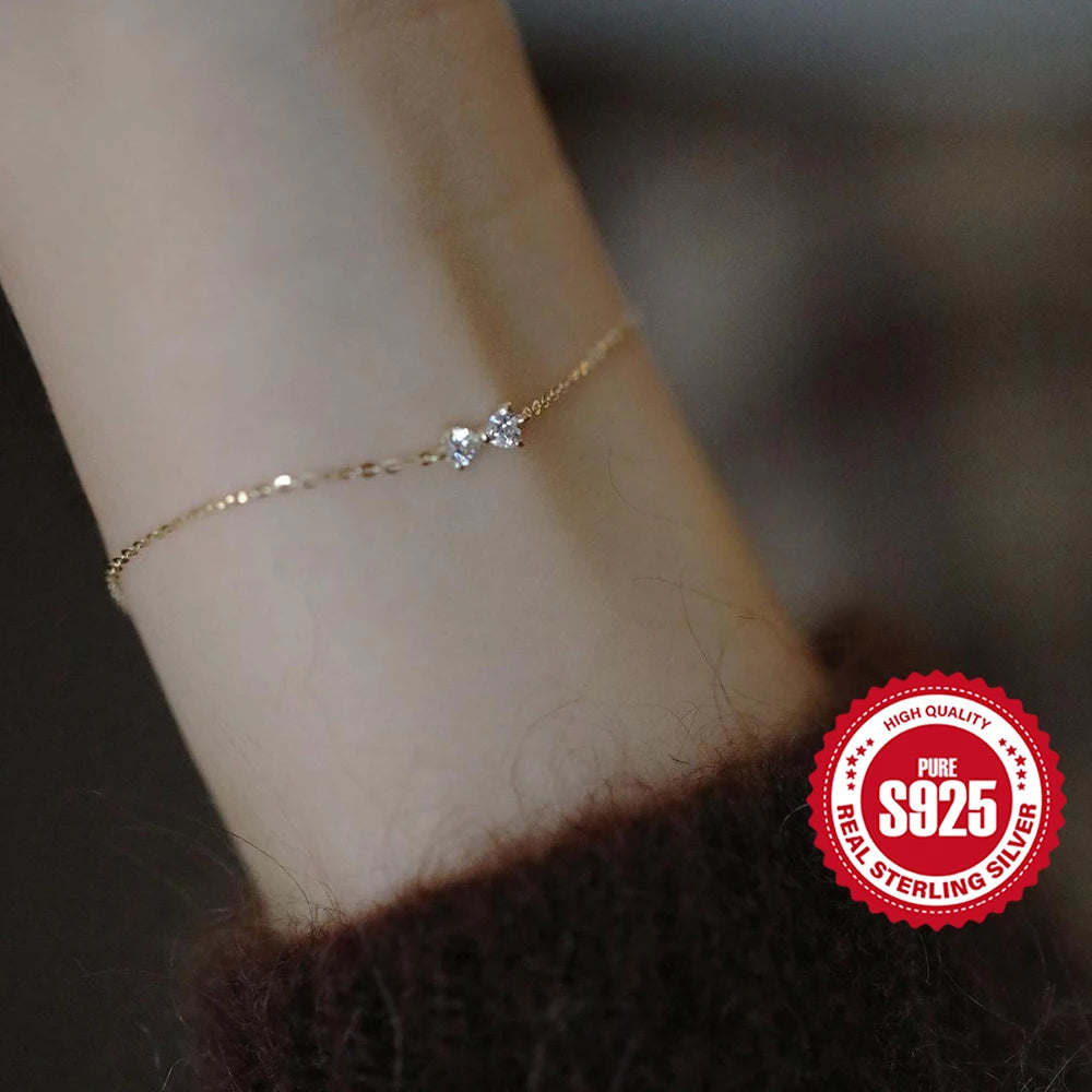 CANNER S925 Sterling Silver Bracelet For Women Stacked Wear Temperament Versatile Pearl Chains Bracelet Hand Ornament Jewelry