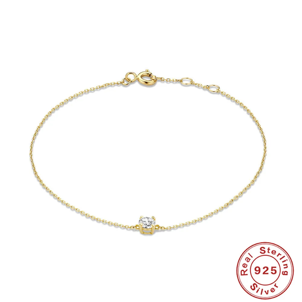 CANNER Simple Zircon Bracelet For Women 925 Sterling Silver Pendente Wedding Party Gold Chain Fine Jewelry Accessories 2023 Gift