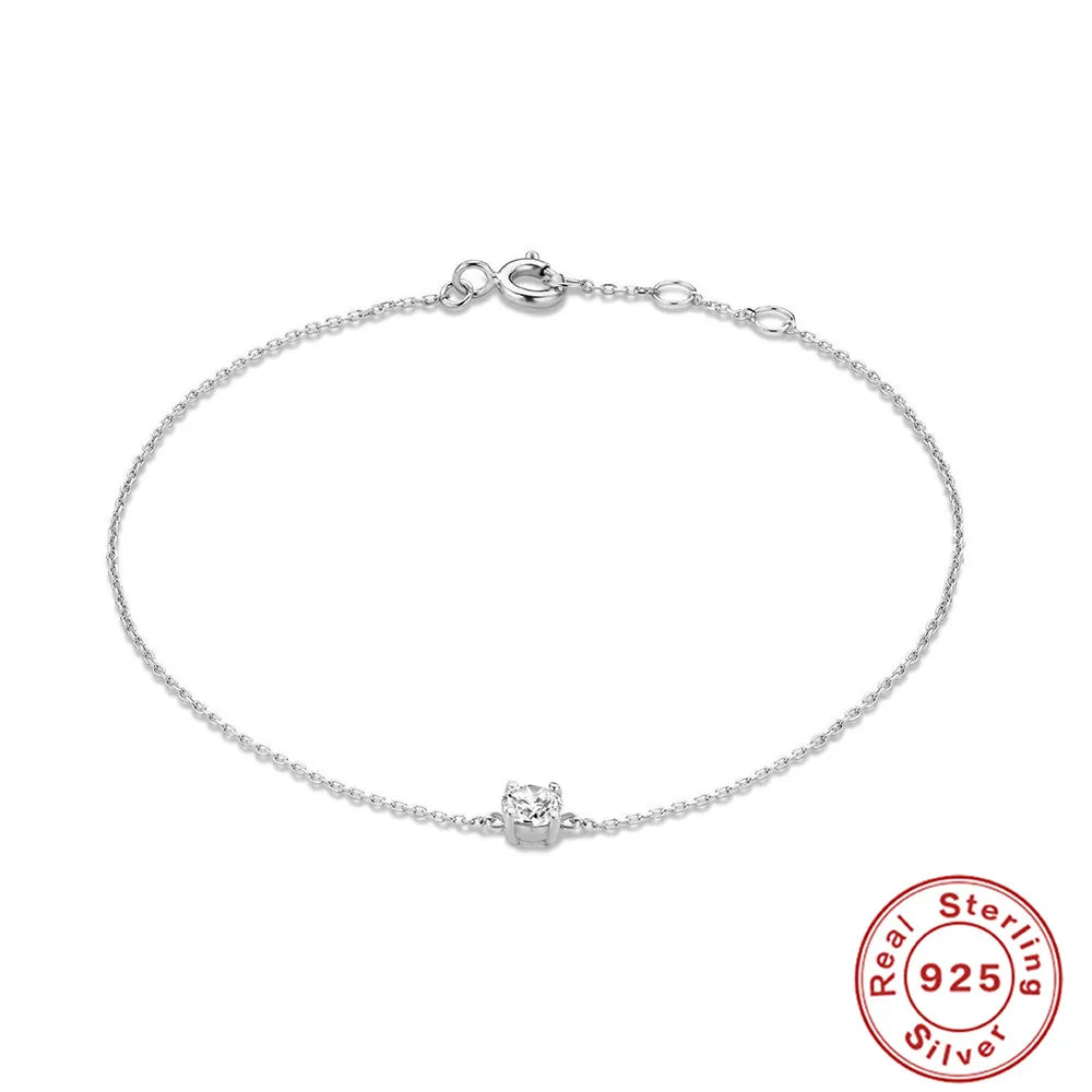 CANNER Simple Zircon Bracelet For Women 925 Sterling Silver Pendente Wedding Party Gold Chain Fine Jewelry Accessories 2023 Gift