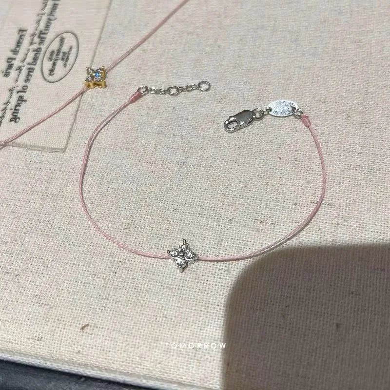 New 925 Silver Blue Twine Inlaid Shiny 5A Zircon Vintage Bracelet For Women Girls Elegant Delicate Fine Jewelry For Party Gift