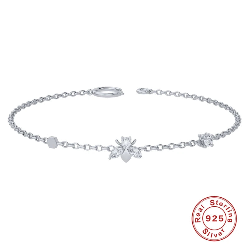 CANNER Simple Zircon Bracelet For Women 925 Sterling Silver Pendente Wedding Party Gold Chain Fine Jewelry Accessories 2023 Gift
