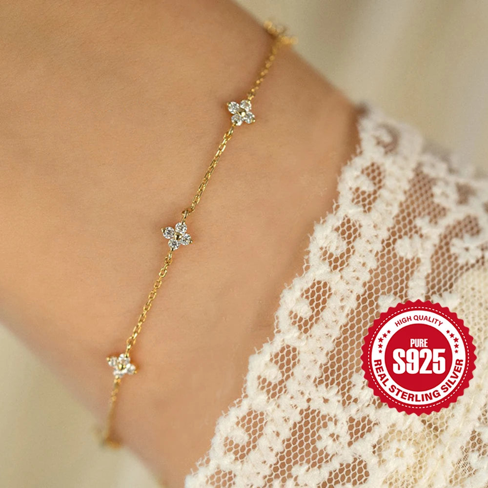 CANNER S925 Sterling Silver Bracelet For Women Stacked Wear Temperament Versatile Pearl Chains Bracelet Hand Ornament Jewelry