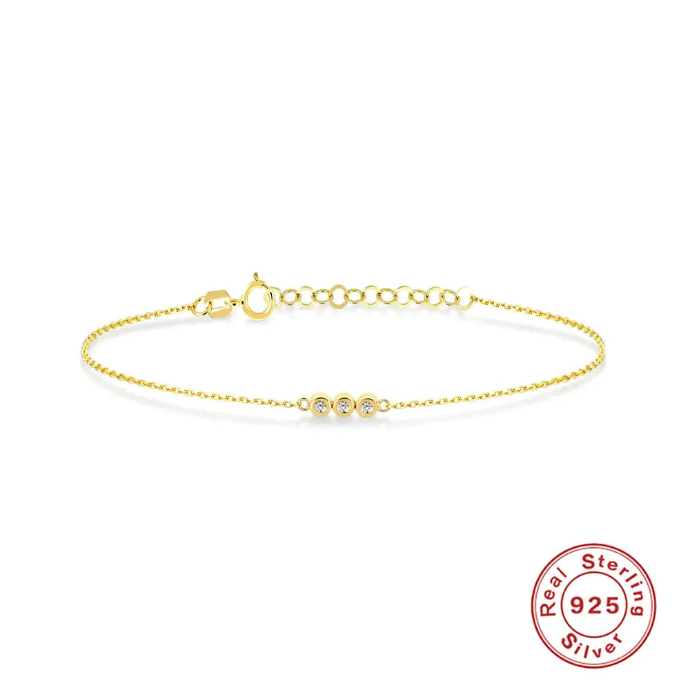 CANNER Simple Zircon Bracelet For Women 925 Sterling Silver Pendente Wedding Party Gold Chain Fine Jewelry Accessories 2023 Gift