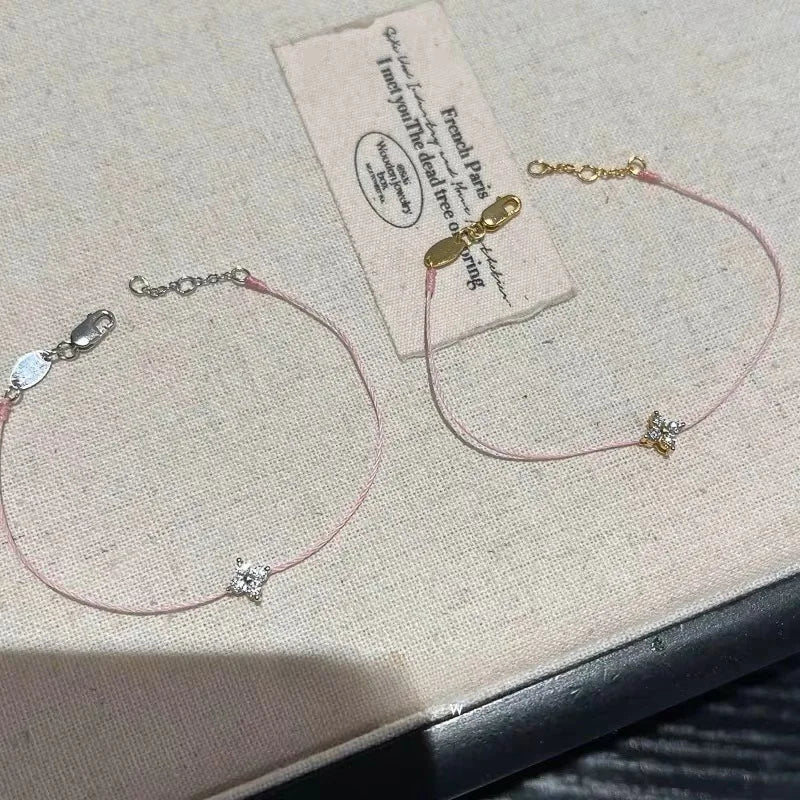 New 925 Silver Blue Twine Inlaid Shiny 5A Zircon Vintage Bracelet For Women Girls Elegant Delicate Fine Jewelry For Party Gift